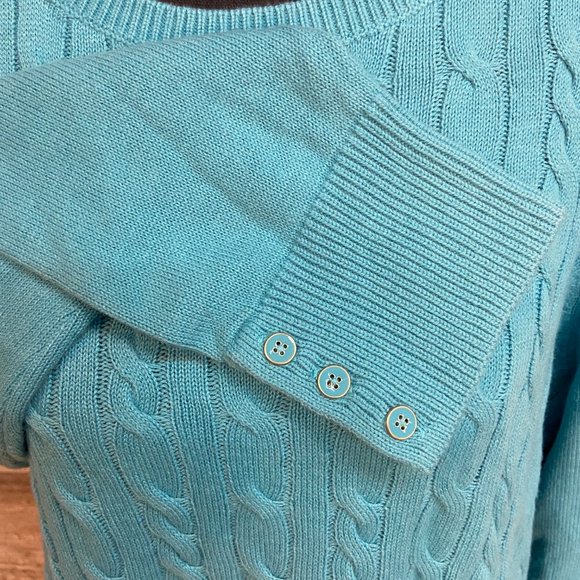 💙Turquoise Talbots Cable Knit Sweater💙 - Picture 5 of 8